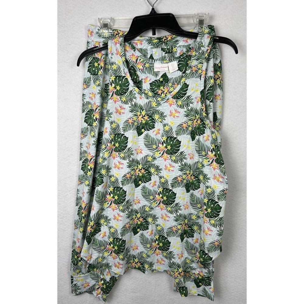 Tommy Bahama Sleep Tank Top Tropical Palm Hawaiian Pajama Pants Set 2 Pc Large